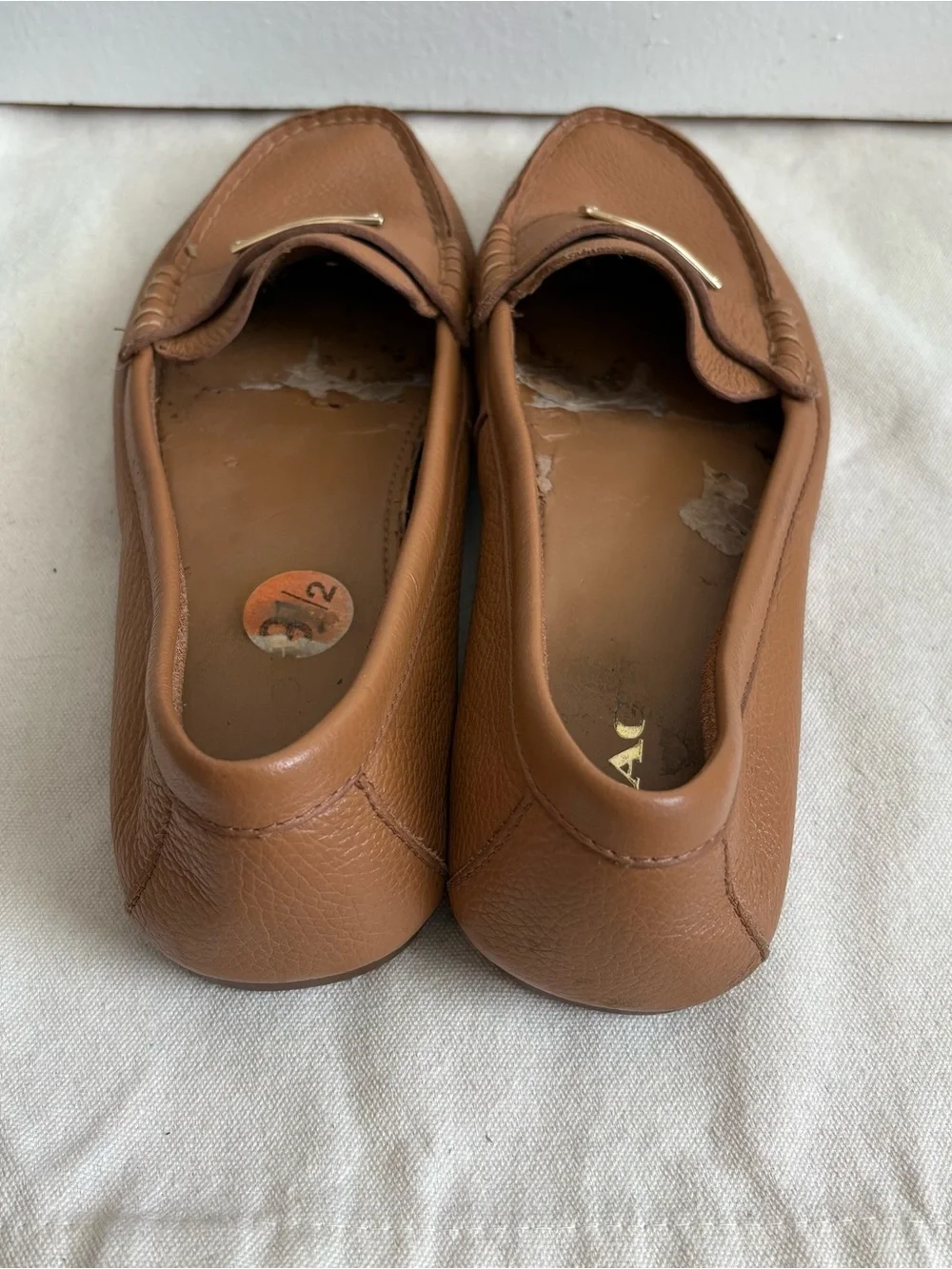 Coach Women's Brown Leather Slip-On Fredrica Loafers Logo Comfort Round Toe 9.5